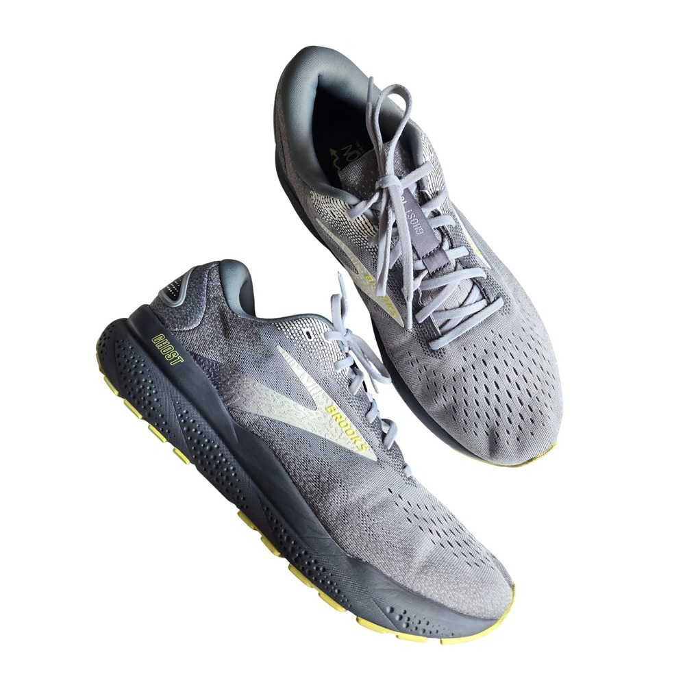 Brooks Ghost 16 Mens Running Shoes Grey Lime Green Neutral Cushion Sneakers